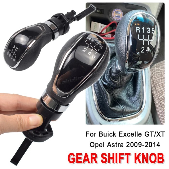 5/6 Speed Chrome+Black Manual Gear Shift Knob Head Gear Cover Shift Lever Stick For buick excelle G