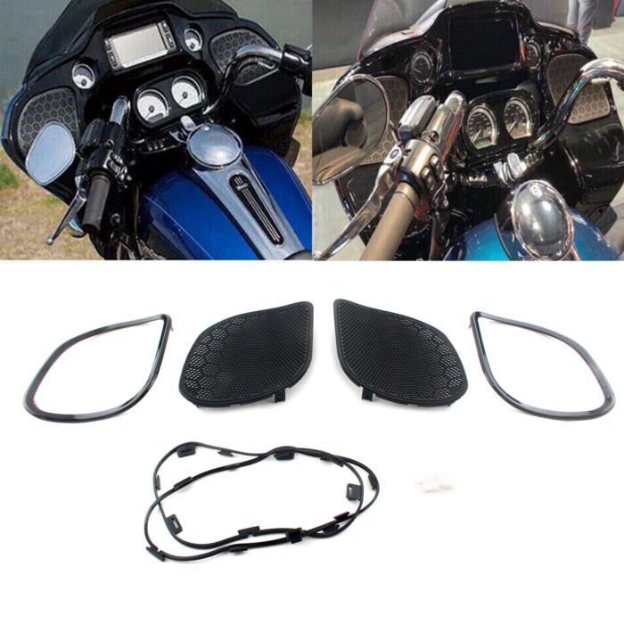 Motorcycle Front Fairing Speakers Mesh Grill Grilles Covers For Harley Road Glide FLTRX FLTRK FLTRX