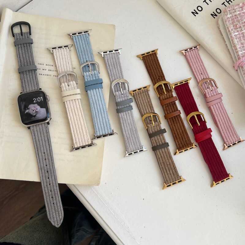 สายหนังวาฟเฟิลเหมาะสําหรับสาย Apple iwatch10/987654321SE Strap