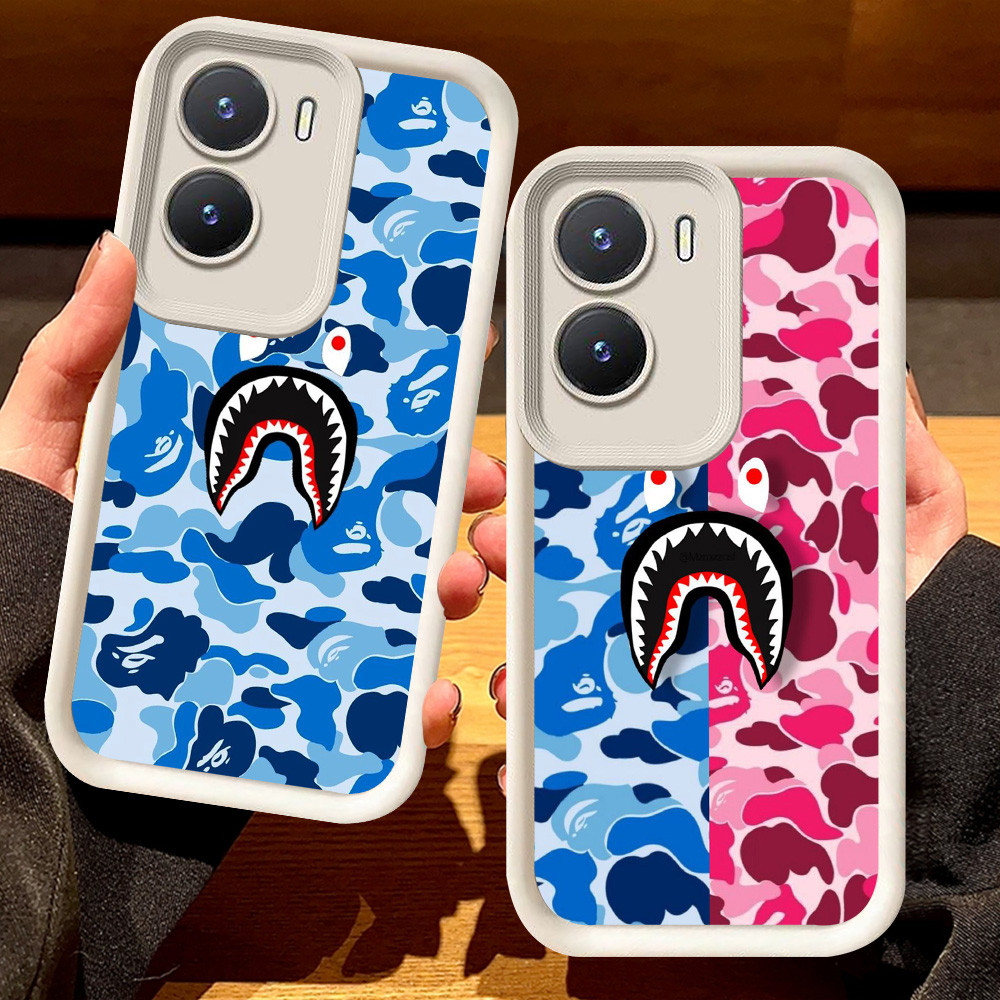 G-39 bape Casing สําหรับ VIVO IQOO Z9 Z9X Y02S Y56 Y16 5G สีดําและสีขาว