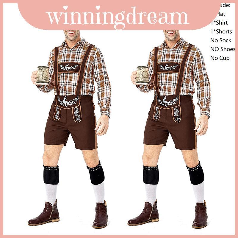 ชุดคอสตูม Oktoberfest สไตล์ผู้ชาย ลายพรากรหัสสีชาและฟAWN เหมาะสำหรับงานเทศกาลและกิจกรรม