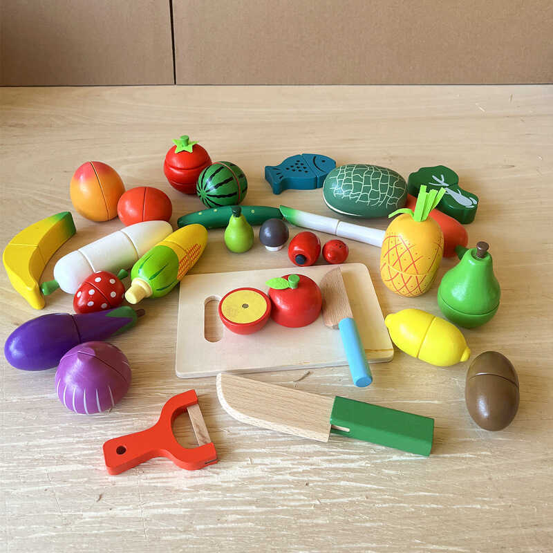 Play House Cut Cut Cut Cut Cut Le Baby Cut Fruit Wooden Magnetic Children Kitchen Simulation Magnet 