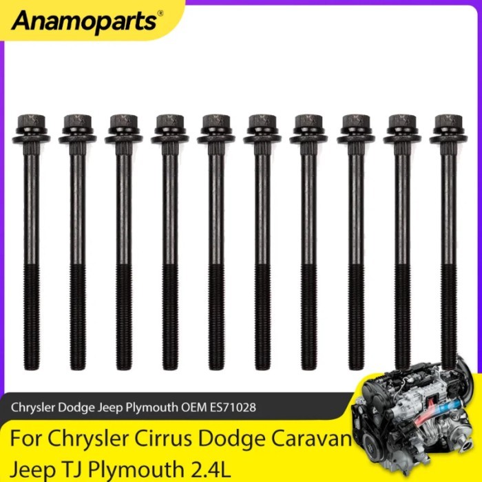 Engine Parts Cylinder Head Bolt Kit Fit 2.4 L For 95-10 Chrysler Cirrus Dodge Caravan Jeep TJ Plymo