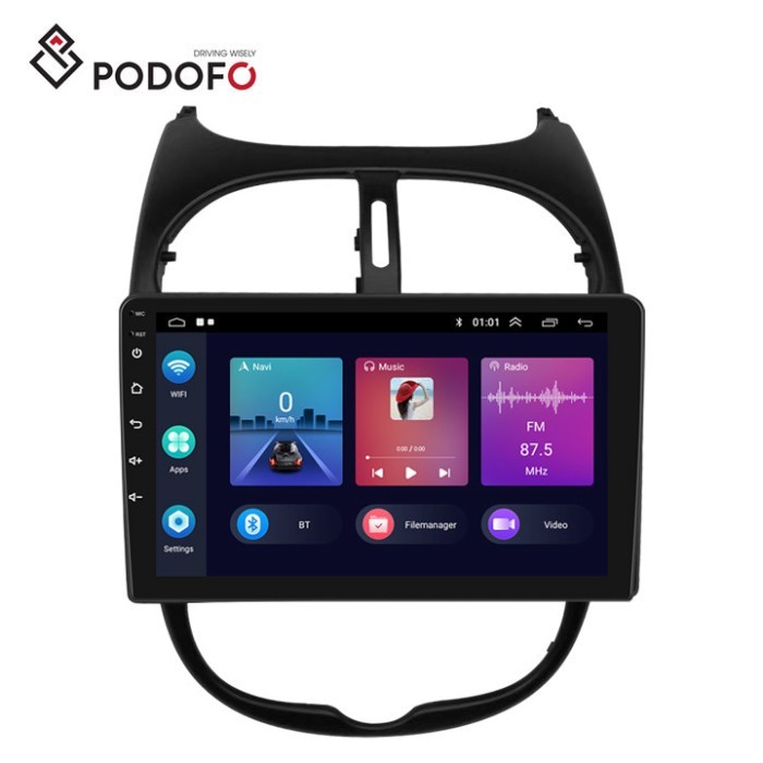 (EU Stock) Podofo 9Inch Android Car Radio Carplay Android Auto GPS RDS HIFI For Peugeot 206/206CC/C