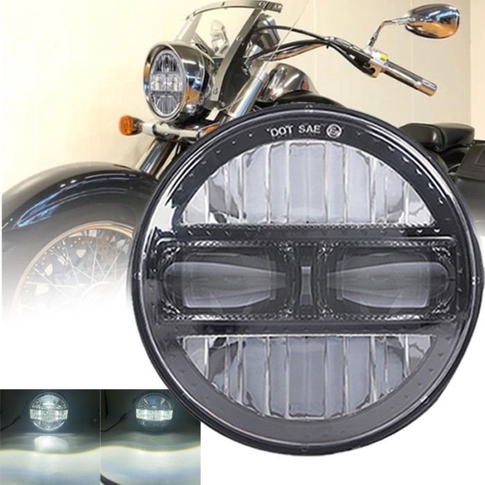 Chrome 5-3/4 5.75 inch LED Headlight with DRL For H_arley Motorcycles XL883/XL1200 Glide Deuce Stre