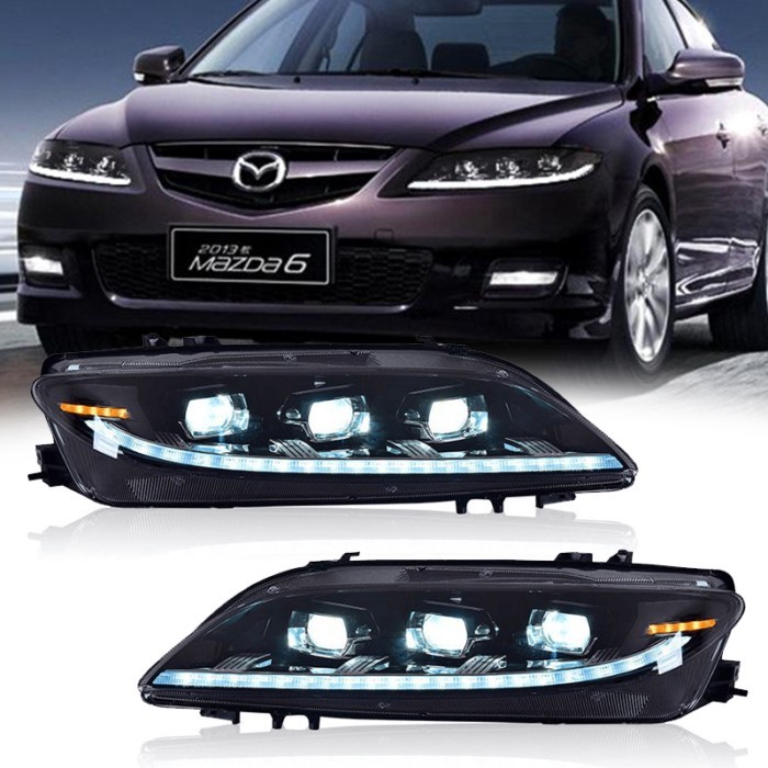 Car Front Headlights For Mazda 6 Mazda6 2003 -2015 Modified LED HeadLamp Car Styling Dynamic Turn S