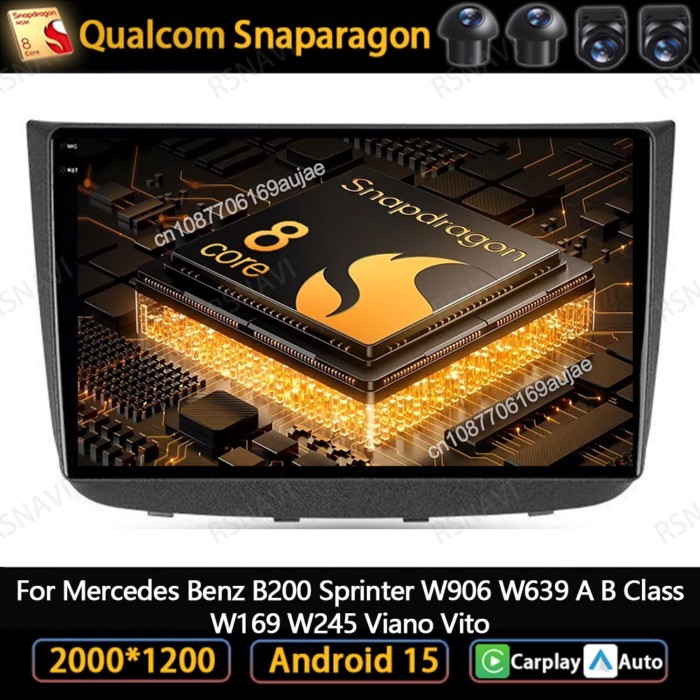 Android 15 Car Radio For Mercedes Benz B200 Sprinter W906 W639 A B Class W169 W245 Viano Vito Tempe