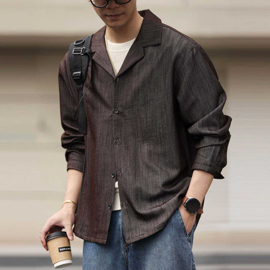 Wuluwear เสื้อเชิ้ตชายสไตล์คาวบอยแบบอเมริกัน ผ้าคอกว้าง ไม่ต้องซักแห้ง ระดับไฮเอนด์ สำหรับใส่ในช่วงวันหยุดแบบสบายๆ พร้อมเสื้อแจ็กเก็ต
