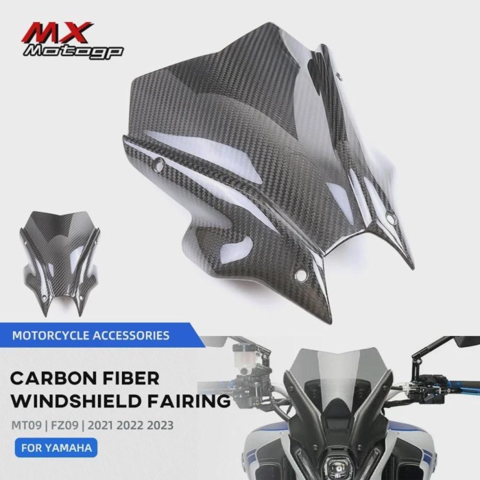 For YAMAHA MT09 FZ09 FZ MT 09 2021 2022 2023 Carbon Fiber Motorcycle Windshield Wind Deflectors Win