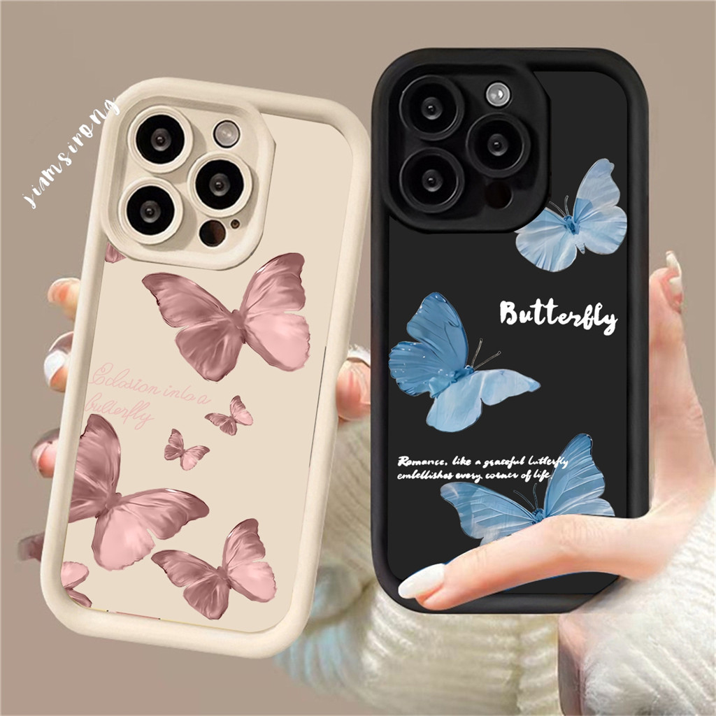 ปลอก Motorola Moto G75 GPLAY2025 G85 5G G54 G24 ลายสก๊อตสีขาวกรณีสีชมพู Butteifly Angel Eyes Soft