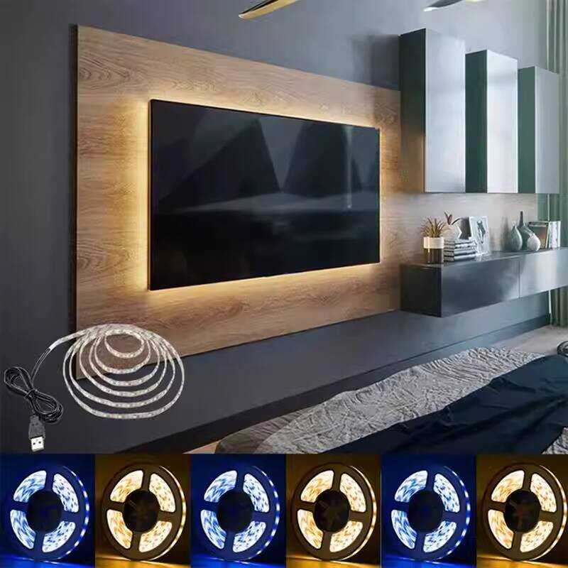 พื้นหลังทีวี Ambient Light LED Light Strip ชุดอินเทอร์เฟซ USB Monochrome Light Strip Self-Adhesive L