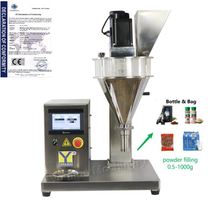 DF-B 0.5-1000g Semi-automatic Auger Screw Filling Machine Powder Dispensing Coffee Chili Power Fill