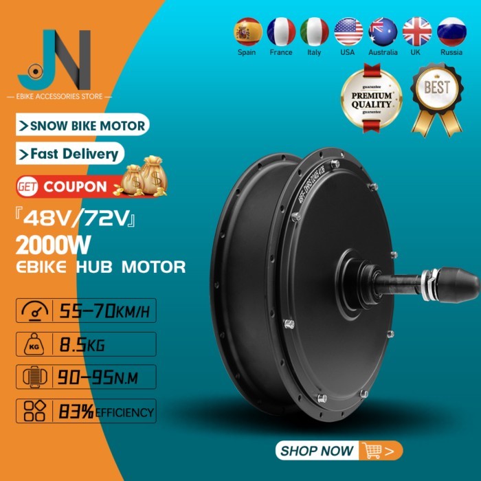 SNOW Bike Motor 48V 72V 2000W 4.0 Tire Brushless Gearless Hub Motor Wheel for Fat Electric Bike Con