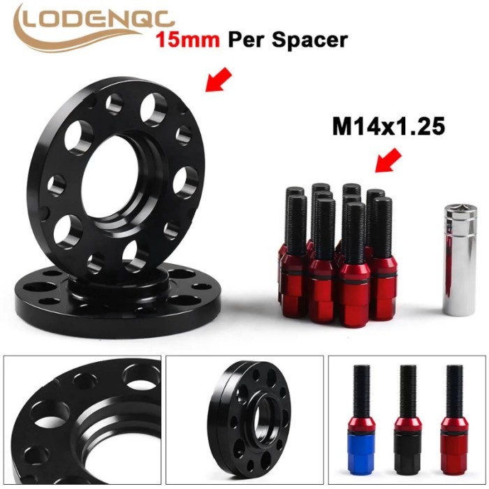 Lodenqc 15mm 5x120mm 72.56mm Hubcentric Wheel Spacers M14x1.25 Tapered Bolts For BMW F Series F10 F