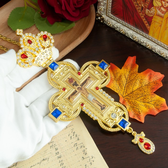 HTISOK Eastern Orthodox Cross Metal Pendant Jesus Icon Home Prayer Items Religious Supplies