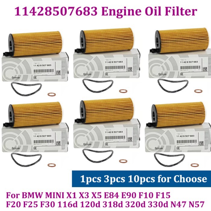 1/3/10PCS Engine Oil Filter 11428507683 HU6004X For BMW X5 X3 116d 120d 328d 535d E84 E90 F06 F35 F