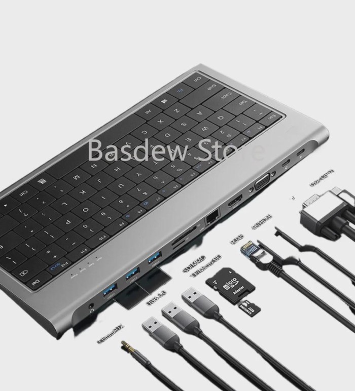 Keyboard docking 11 in 1, hub for laptop tablet phone external connection
