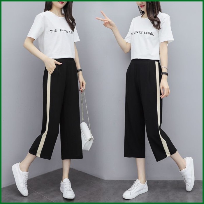 กางเกงขายาวเอวสูงเอวยางยืดทรงหลวมใส่สบาย กางเกงกีฬาผ้านุ่มระบายอากาศดี แฟชั่นฤดูร้อนใหม่ สีเรียบหรู