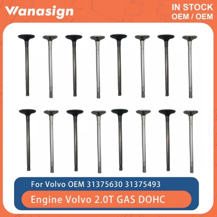 16PCS Engine Intake Exhaust Valve Set Fit 2.0 T For Volvo S60 V60 V90 XC40 XC60 XC90 2.0T GAS DOHC