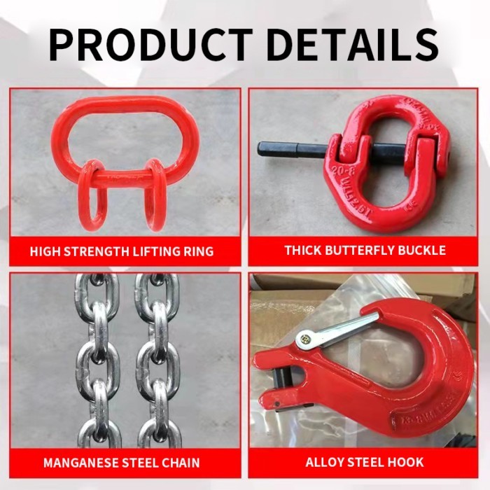 3T 2M 4PCS Hook Chain Hoist Rantai Blok Penarik Blok Jatuh Chain Hoist Hand Tools Mengangkat Rantai