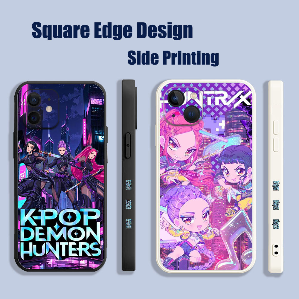 ปลอกสําหรับ iPhone 14 Pro Max Kpop Demon Hunters Rumi Zoey Mira JGL74 เล่นเคสโทรศัพท์ขอบสี่เหลี่ยม