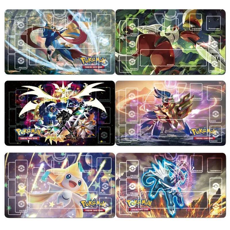 ใหม่ 600x350 มม.DIY PTCG Zacian Zamazenta การ์ดตาราง Trading Card Playmat 2 มม.NoSeamEged Jirachi So