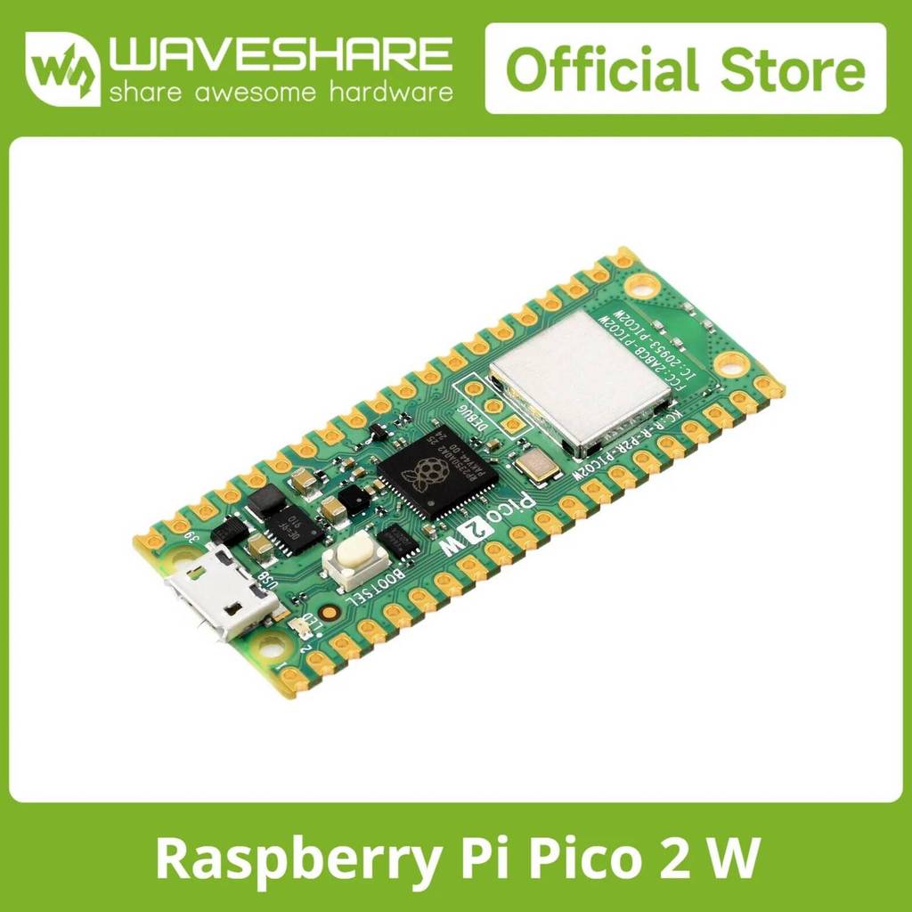 Raspberry Pi Pico 2 W Microcontroller Board, ตามชิป RP2350 อย่างเป็นทางการ, 2.4GHz 802.11n WIFI และ 