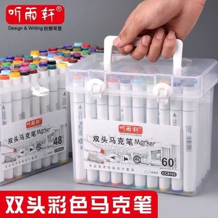 ฟัง Yuxuan Marker 48 สีชุด Double-Headed Art Professional ผิวมันปากกา 24 สี 36 สีออกแบบเฉพาะ