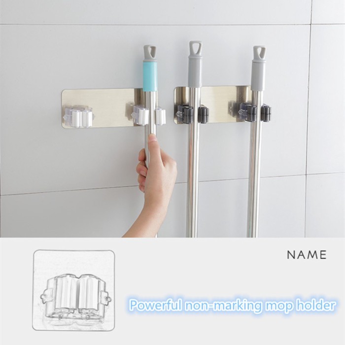 2-4pcs Hooks Wall Mounted Mop Organizer Holder Adhesive Multi-Purpose RackBrush Broom Hanger Kitche