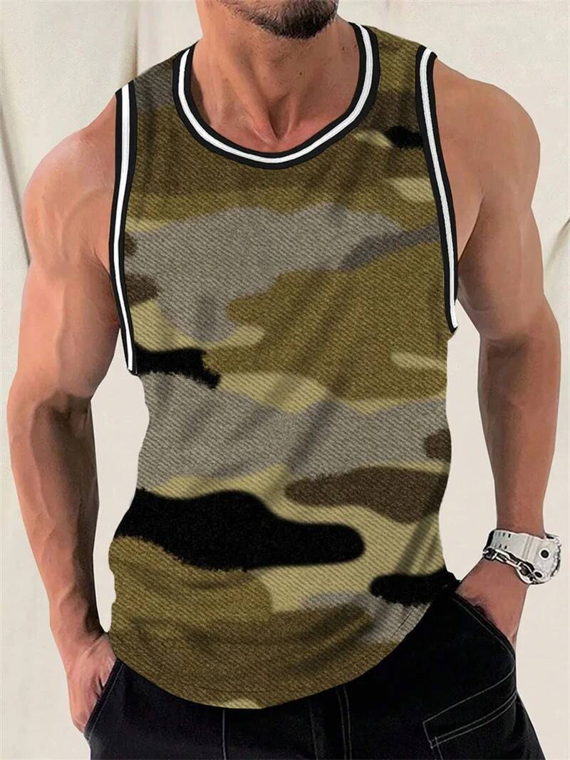 เสื้อยืด.camouflage.graphic.สไตล์เรโทรสำหรับผู้ชาย แบบbreathable.เหมาะสำหรับการแต่งตัวทุกวันและstreetwear