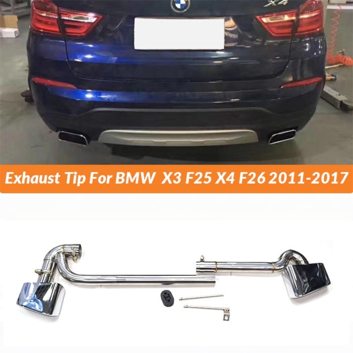 Square Car Muffler Tip For BMW X3 F25 X4 F26 2011-2017 Exhaust Pipe 304 Stainless Steel Car Rear  S
