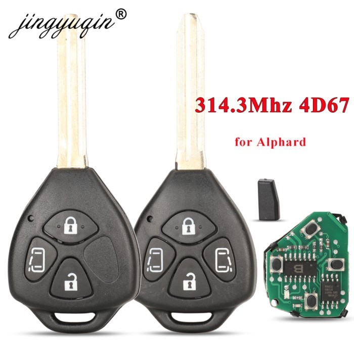 jingyuqin 314.3MHz 4D67 Chip Remote Control Car Key for Toyota Alphard 2005 2006 2007 2008 2009 4 B