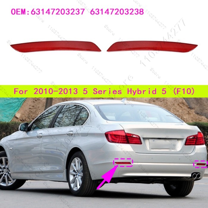 For 2010-2013 528i 528iX 535i 535iX 550i 550iX, Hybrid 5 (F10) Rear Bumper Reflector Warning Reflec