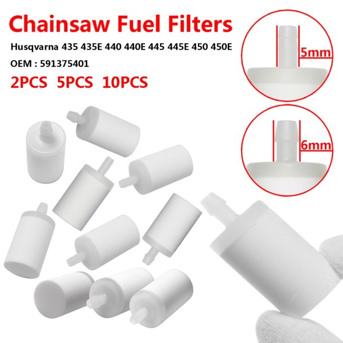 5PCS Chainsaw Fuel Filters 5mm/6mm For Husqvarna 50 55 61 65 66 77 395 435 435E 440 444 450 450E 45
