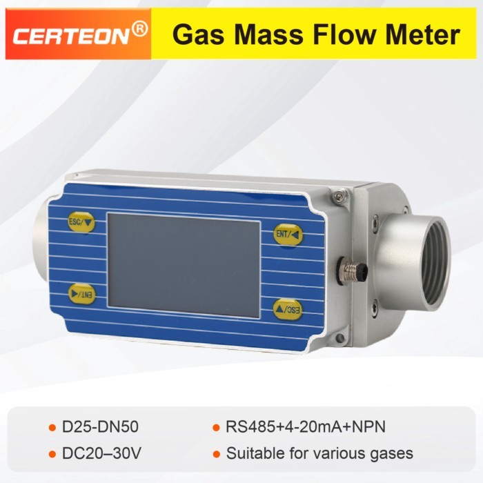 Micro Thermal Gas Mass Flow Meter for Oxygen Hydrogen Argon Helium Methane Propane Digital Display