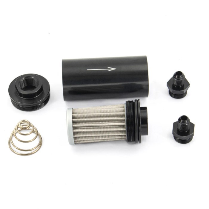 Aluminum Inline Fuel Filter 100 Micron Fuel Filter Cleanable 6AN 8AN 10AN 9mm Adapter Universal