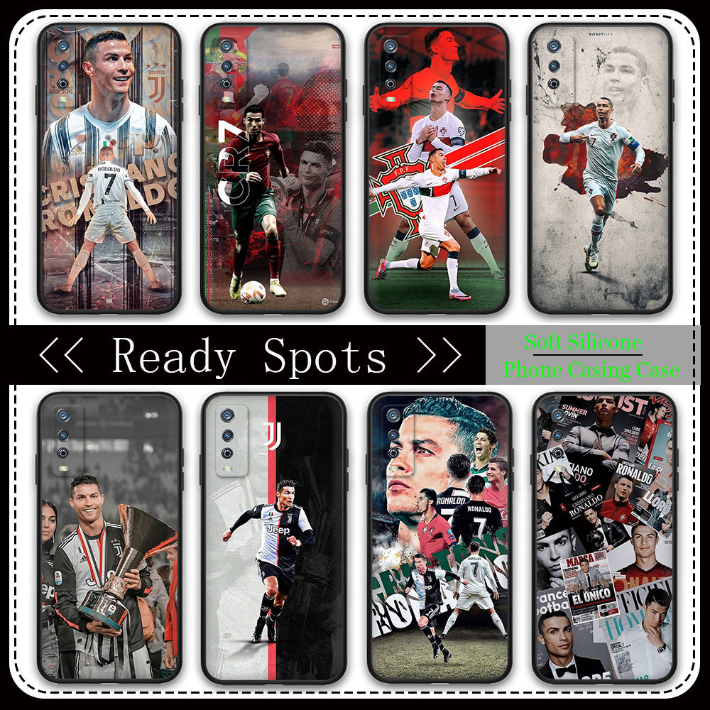 TPU ฝาครอบสีดํา Soft Case Vivo Y77 Y55 5G Y73 Y95 Y93 Y91 Y91C Y90 Y81 Y81s Y71 132F Cristiano Ronal