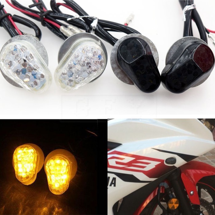 Motorcycle LED Bulb Turn Signals Indicator flashing lights blinkers For Yamaha YZF R1 R6 R6S R3 R6S