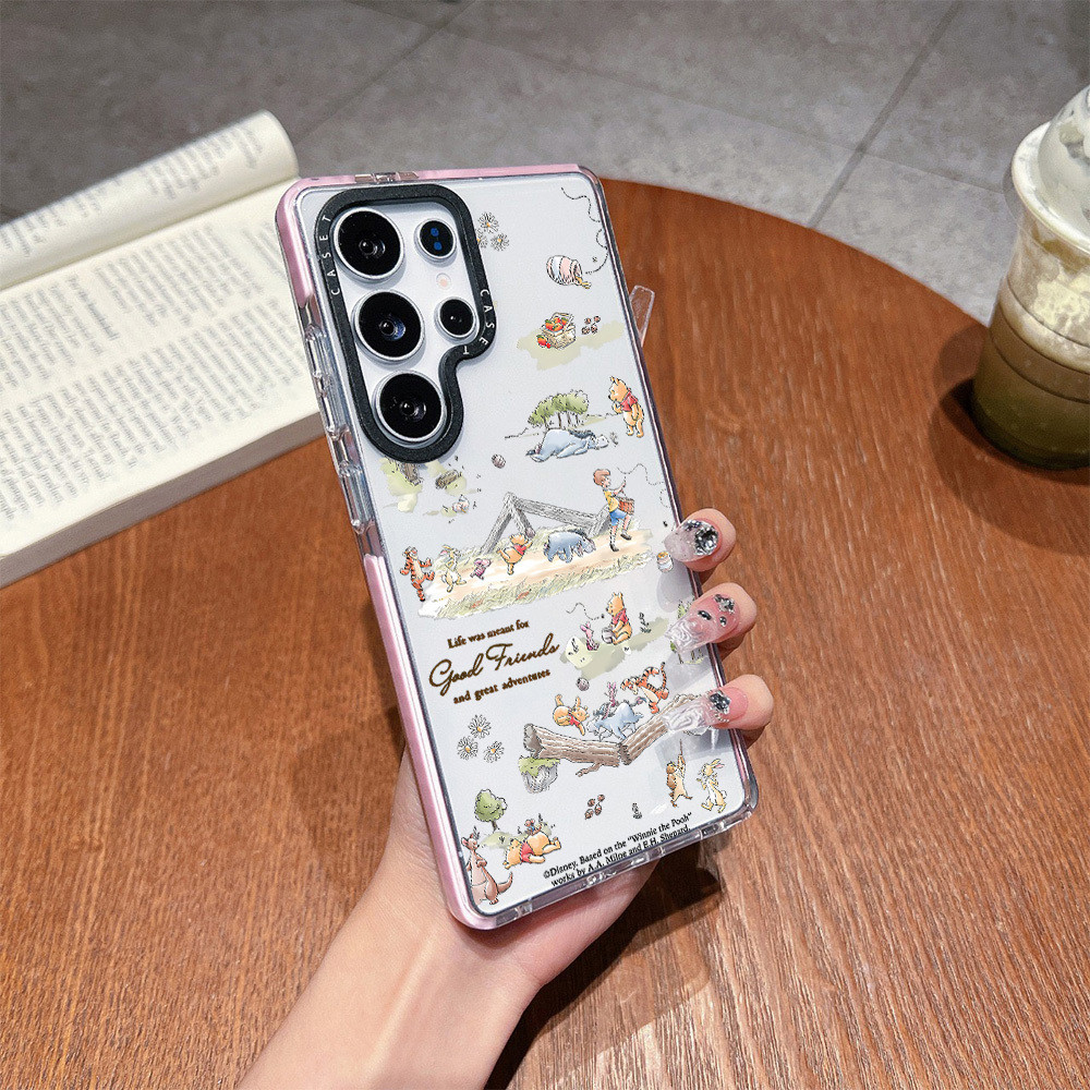 น่ารัก Winnie The Pooh แผนที่ Medley สีสําหรับ Galaxy S24 S25 FE S23ULTRA S24ULTRA S25ULTRA S26ULTRA ฝาครอบ A55 A56 S26 S23Plus สีซิลิโคนนุ่มกันชนกันกระแทก