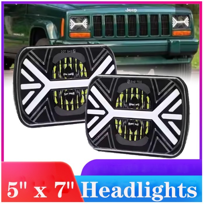 Headlight Finde 5x7/6x7 LED DRL Brightest for Toyota Pickup Projector Truck Hi-Lo Beam Halo 30000LM