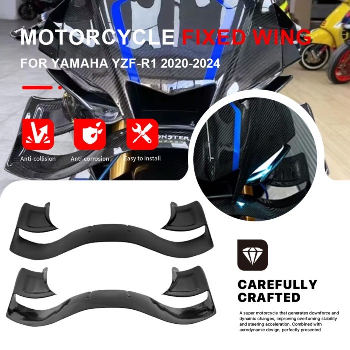 Motorcycle Fixed Wing Spoiler For YAMAHA YZF-R1 YZFR1 YZF R1 2020-2024 Aerodynamic Wing Side Wingle