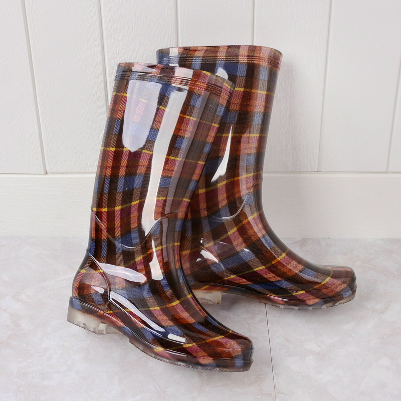 ผู้หญิง High-top กันน้ําสูงเอวรองเท้าฝนรองเท้าฝนผู้หญิงผู้ใหญ่ Anti-slip ทนต่อการสึกหรอ PVC วัสดุ Ac