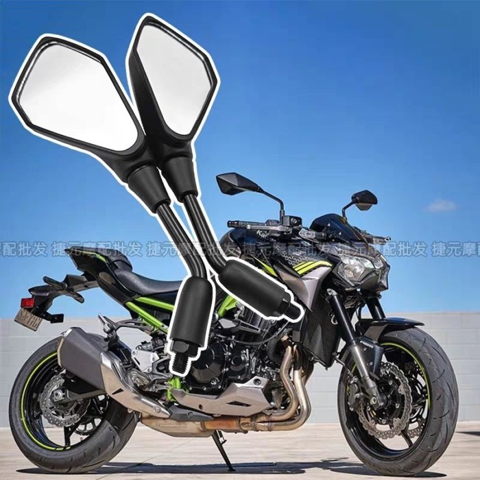 เหมาะสําหรับ Kawasaki Z300 Z400 Z650 Z900 ER6N กระจกมองหลังสะท้อนแสงกระจกถอยหลัง