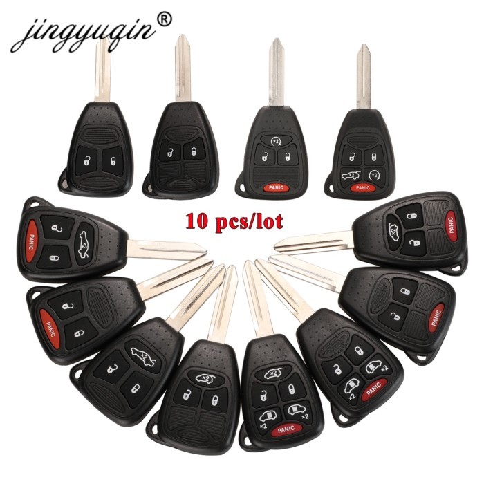 jingyuqin 10X Car Key Shell Case 2/3/4/5/6 Butto for Chrysler Pacifica Aspen 300 Dodge RAM Caravan
