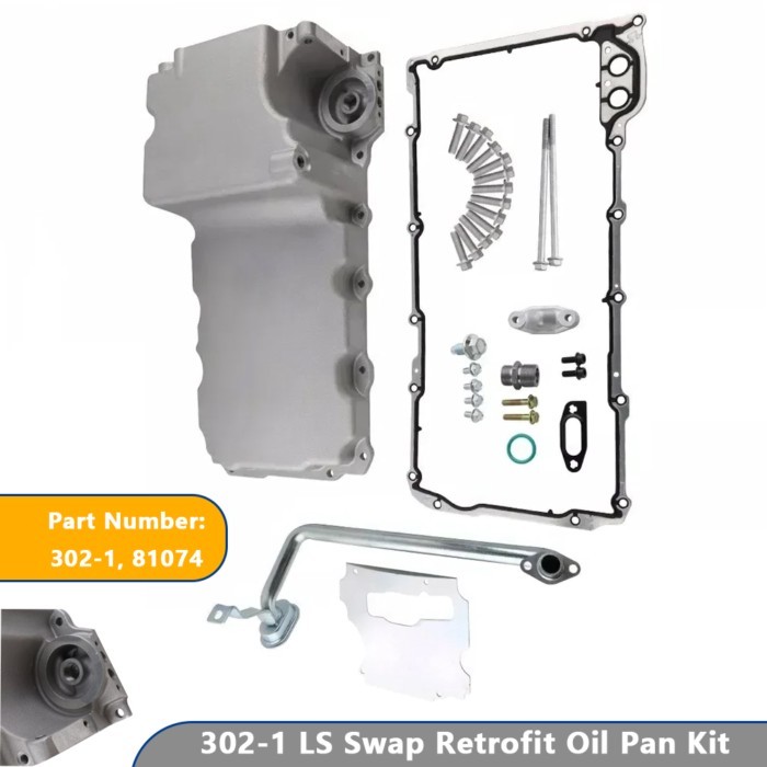 LS Swap Retrofit Low Profile Aluminum Oil Pan Kit for GM  LS1 LS2 LS3 4.8L 5.3L 6.0L Engine 1955-87