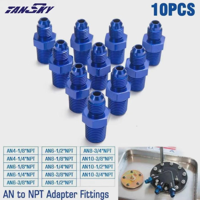 TANSKY 10PCS/LOT AN4 AN6 AN8 AN10 Male to Male Union AN to NPT Adapter Fittings Straight Male Oil C