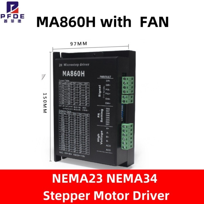 NEW MA860H With Fan NEMA23 NEMA34 Stepper Motor Driver DSP Digital Microstep Controller Module For