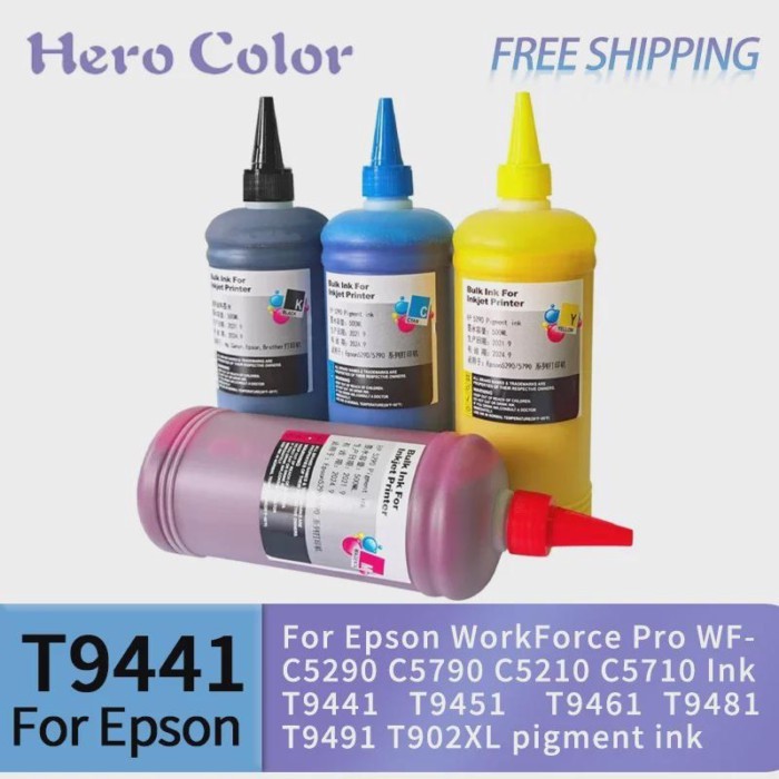 500ml 5290 Pigment Ink For Epson WorkForce Pro WF-C5290 C5790 C5210 C5710 Ink T9441 T9451 T9461 T94