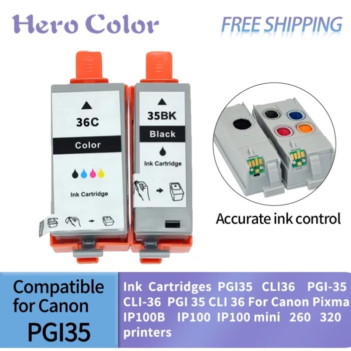 Compatible Ink Cartridges PGI-35 CLI-36 PGI 35 CLI 36 For Canon Pixma IP100B IP100 IP100 printers