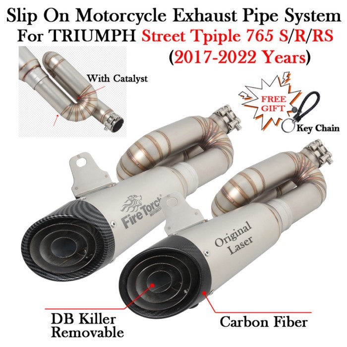 For TRIUMPH STREET TRIPLE 765 S R RS 765S 765R 765RS 2017 - 2022 Motorcycle Exhaust Mid Pipe Modify
